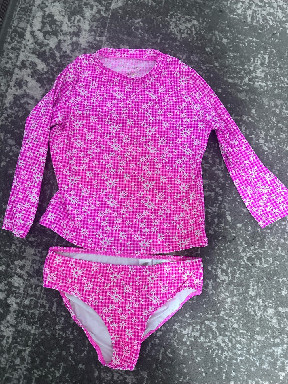 Lilly Pulitzer Girls Bright Pink Floral Long-Sleeve Rashguard Set